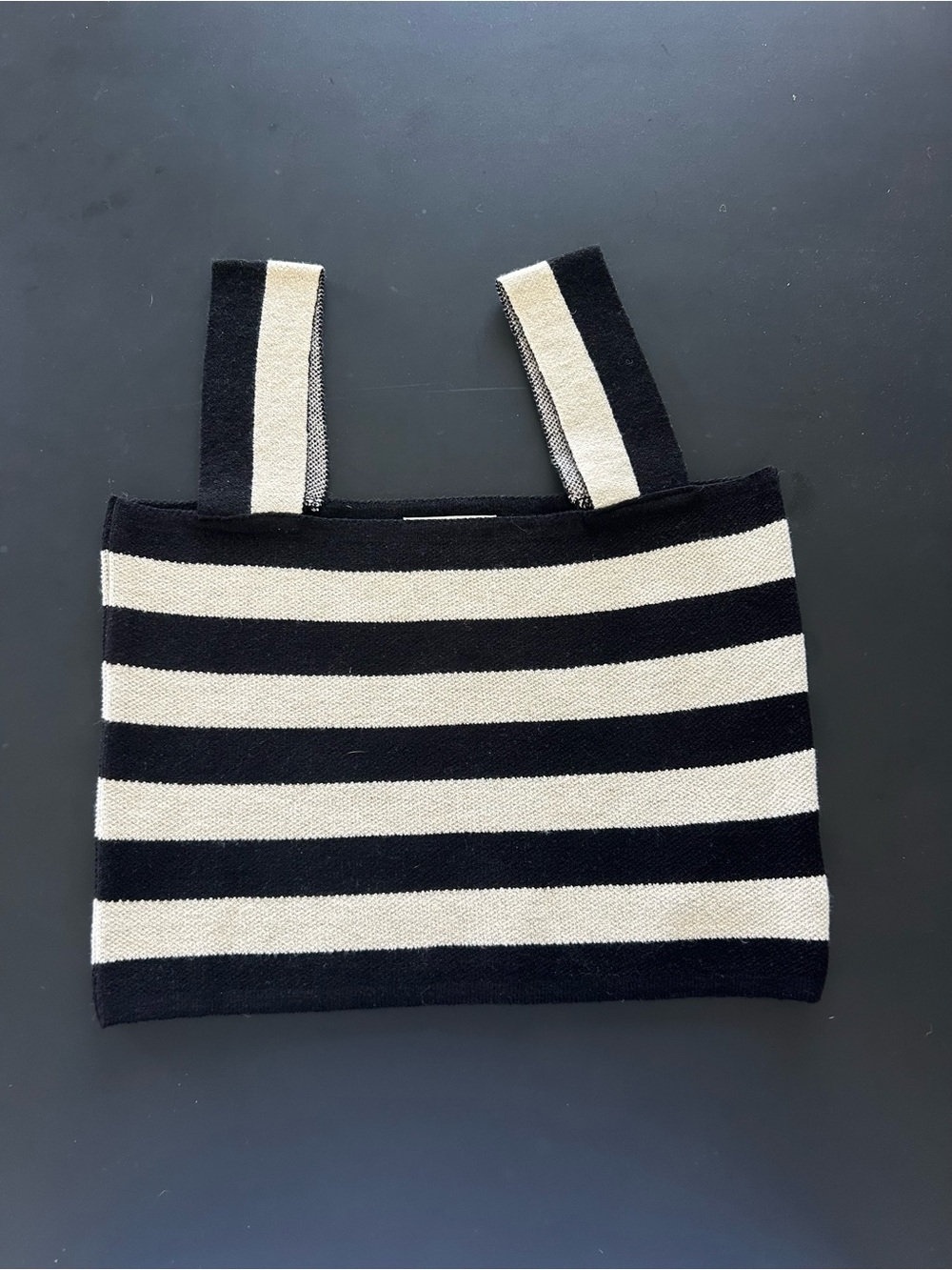 FARM RIO black white striped tank crop knit top